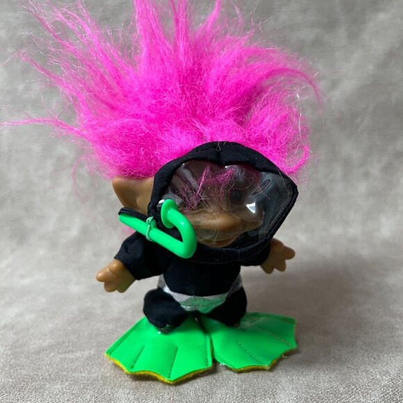 Vintage ACE Novelty 5.5" Scuba Diver Snorkel Melon Hair Troll Doll - Picture 4 of 4